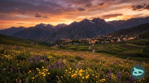 غروب طلایی بر فراز ارتفاعات روستای حشمت آباد رودبار